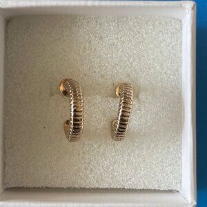 10K Gold Over 925 Small Hoop Earrings - Brand New